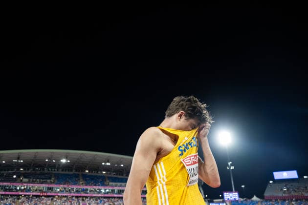 August 12, 2026: Gabriel Wallmark of Sweden looks dejected after competing in the men’s triple jump qualifiers on Day 3 of the 2026 European Athletics Championships on August 12, 2026 in Birmingham. Photo by Mathias Bergeld, BILDBYRAN, code MB MT1066. track and field, athletics, friidrett, friidrotts EM, 2026 European Athletics Championships, 3, dejected, depp Copyright: MATHIASxBERGELD BB260812MB135