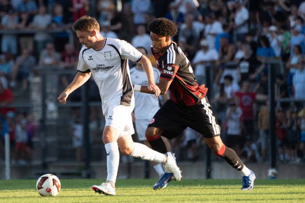 August 12, 2026, xhfmx, Soccer Friendly Match, FSV Frankfurt vs. Eintracht Frankfurt: Nick Doktorczyk (FSV Frankfurt), Malik Pimpong (Eintracht Frankfurt), 35 DFL DFB REGULATIONS PROHIBIT ANY USE OF PHOTOGRAPHS AS IMAGE SEQUENCES AND OR QUASI-VIDEO Frankfurt am Main
