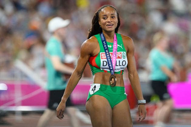 BIRMINGHAM, GREAT BRITAIN - August 12: Fatoumata Binta Diallo (Portugal) with her bronze medal after the 400 metres hurdles final during the European Athletics Championships 2026 at Alexander Stadium in Birmingham, Great Britain (Photo by Sven Beyrich Sports Press Photo) Copyright: xSvenxBeyrich SportsxPressxPhotox Sportspressphoto_SPR204863