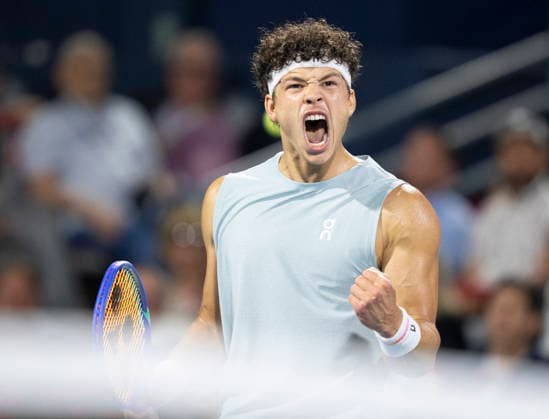 August 12, 2026, Montreal, Pq, Canada: Ben Shelton of the United States reacts during his match against compatriot Learner Tien during semifinal tennis action at the National Bank Open in Montreal on Wednesday, Aug. 12, 2026. Canada News - August 12, 2026  - ZUMAc35_ 20260812_zaf_c35_070 Copyright: xChristinnexMuschix