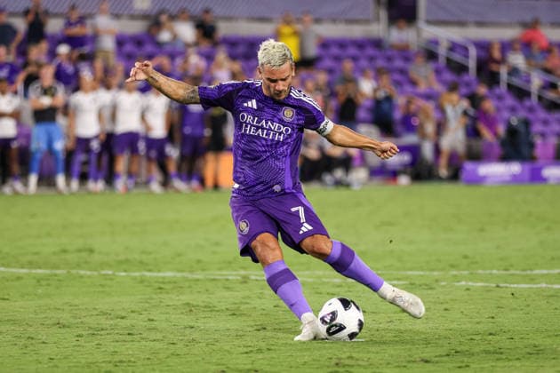 August 12, 2026, Orlando, Florida, USA: Orlando City SC forward ANTOINE GRIEZMANN (7) penalty kick during a match against Atlo tico San Luis. Orlando City SC hosted Athletico San Luis in a Leagues Cup match at Inter.Co Stadium in Orlando, FL. Orlando USA - ZUMAm299 20260812_znp_m299_020 Copyright: xTaylorxMcFeex