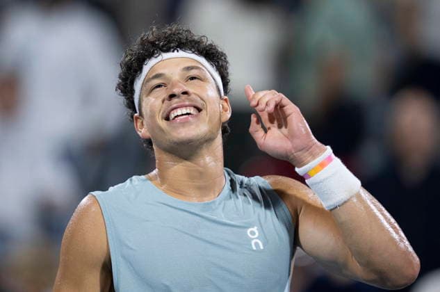 August 12, 2026, Montreal, Pq, Canada: Ben Shelton of the United States celebrates his win over compatriot Learner Tien during semifinal tennis action at the National Bank Open in Montreal on Wednesday, Aug. 12, 2026. Canada News - August 12, 2026  - ZUMAc35_ 20260812_zaf_c35_096 Copyright: xChristinnexMuschix