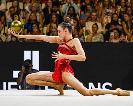 August 12, 2026, Frankfurt, Hesse, Germany: competes in the 42nd Rhythmic gymnastics, Rhythmische Sportgymnastik, RSG World Championships qualifiers in the Festhalle in Frankfurt, Hesse, Germany on Wednesday, August 12, 2026. 2026 Rhythmic Gymnastics World Championships Qualifying - ZUMAd168 20260812_zsp_d168_031 Copyright: xKaixDambachx