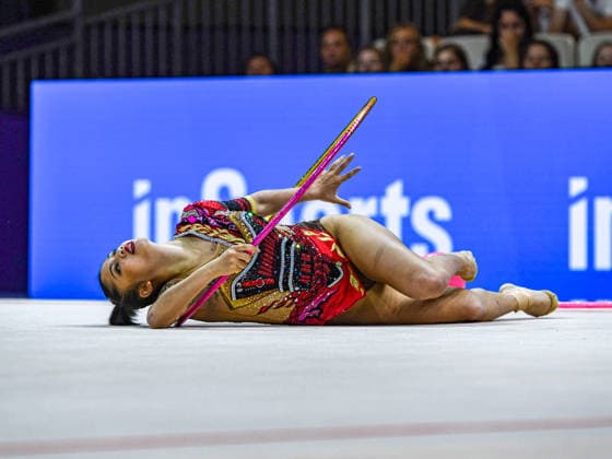 August 12, 2026, Frankfurt, Hesse, Germany: Lao People s Democratic Republic gymnast PRAEWA MISATO PHILAPHANDETH competes in the 42nd Rhythmic gymnastics, Rhythmische Sportgymnastik, RSG World Championships qualifiers in the Festhalle in Frankfurt, Hesse, Germany on Wednesday, August 12, 2026. 2026 Rhythmic Gymnastics World Championships Qualifying - ZUMAd168 20260812_zsp_d168_057 Copyright: xKaixDambachx