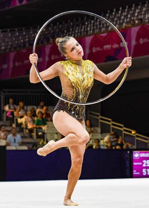 August 12, 2026, Frankfurt, Hesse, Germany: Venezuelan gymnast JIMENA DOMINGUEZ competes in the 42nd Rhythmic gymnastics, Rhythmische Sportgymnastik, RSG World Championships qualifiers in the Festhalle in Frankfurt, Hesse, Germany on Wednesday, August 12, 2026. 2026 Rhythmic Gymnastics World Championships Qualifying - ZUMAd168 20260812_zsp_d168_060 Copyright: xKaixDambachx