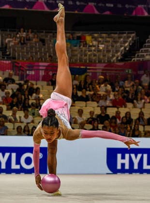 August 12, 2026, Frankfurt, Hesse, Germany: Syrian Arab Republic gymnast TALYA ELKHAYAT competes in the 42nd Rhythmic gymnastics, Rhythmische Sportgymnastik, RSG World Championships qualifiers in the Festhalle in Frankfurt, Hesse, Germany on Wednesday, August 12, 2026. 2026 Rhythmic Gymnastics World Championships Qualifying - ZUMAd168 20260812_zsp_d168_114 Copyright: xKaixDambachx