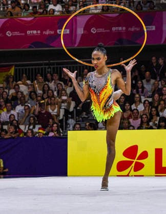 August 12, 2026, Frankfurt, Hesse, Germany: Brazilian gymnast MARIA EDUARDA ALEXANDRE competes in the 42nd Rhythmic gymnastics, Rhythmische Sportgymnastik, RSG World Championships qualifiers in the Festhalle in Frankfurt, Hesse, Germany on Wednesday, August 12, 2026. 2026 Rhythmic Gymnastics World Championships Qualifying - ZUMAd168 20260812_zsp_d168_124 Copyright: xKaixDambachx