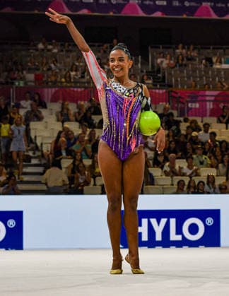 August 12, 2026, Frankfurt, Hesse, Germany: Angolan gymnast LUANA GOMES competes in the 42nd Rhythmic gymnastics, Rhythmische Sportgymnastik, RSG World Championships qualifiers in the Festhalle in Frankfurt, Hesse, Germany on Wednesday, August 12, 2026. 2026 Rhythmic Gymnastics World Championships Qualifying - ZUMAd168 20260812_zsp_d168_136 Copyright: xKaixDambachx