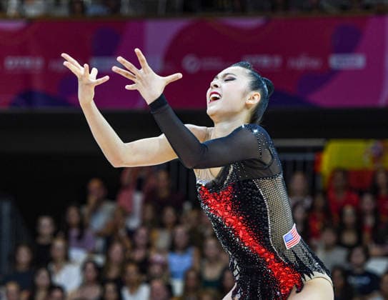 August 12, 2026, Frankfurt, Hesse, Germany: American gymnast RIN KEYS competes in the 42nd Rhythmic gymnastics, Rhythmische Sportgymnastik, RSG World Championships qualifiers in the Festhalle in Frankfurt, Hesse, Germany on Wednesday, August 12, 2026. 2026 Rhythmic Gymnastics World Championships Qualifying - ZUMAd168 20260812_zsp_d168_141 Copyright: xKaixDambachx
