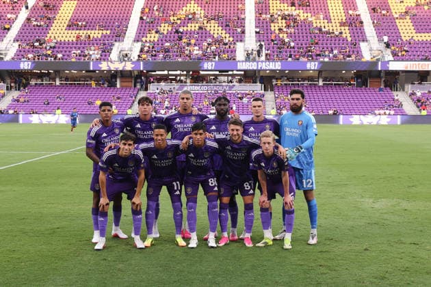 August 12, 2026, Orlando, Florida, USA: Orlando City SC starting eleven before a match against Atlo tico San Luis. Orlando City SC hosted Athletico San Luis in a Leagues Cup match at Inter.Co Stadium in Orlando, FL. Orlando USA - ZUMAm299 20260812_znp_m299_038 Copyright: xTaylorxMcFeex