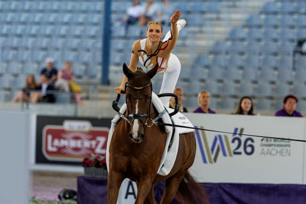 AACHEN FEI World Championships 2026, AACHEN FEI World Championships 2026 MEYER Kathrin GER, Captain Claus OLD FEI Vaulting World Championship Individual Female Aachen, Soers Equestrian Stadium, August 13, 2026