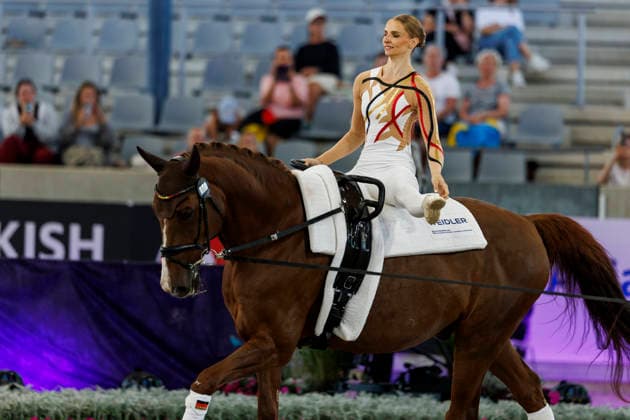 AACHEN FEI World Championships 2026, AACHEN FEI World Championships 2026 MEYER Kathrin GER, Captain Claus OLD FEI Vaulting World Championship Individual Female Aachen, Soers Equestrian Stadium, August 13, 2026