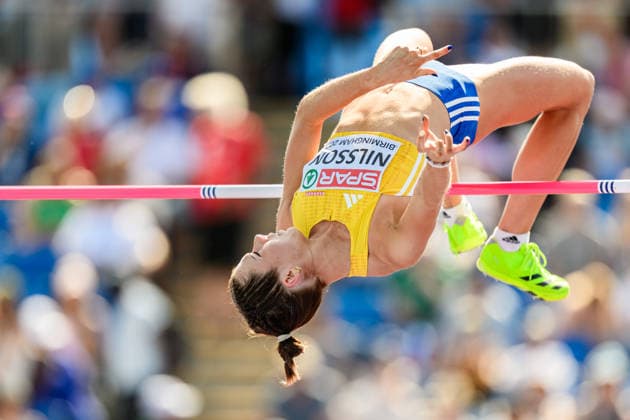 August 13, 2026: Engla Nilsson of Sweden competes in the women’s high jump qualifying round on Day 4 of the 2026 European Athletics Championships on August 13, 2026 in Birmingham. Photo by Mathias Bergeld, BILDBYRAN, code MB MT1068. track and field athletics friidrett friidrotts em em friidretts em 2026 European Athletics Championships 4 BBeng Sweden sverige women damer women high jump hoydehopp high jump hoyde höjjump  Copyright: MATHIASxBERGELD BB260813MB009
