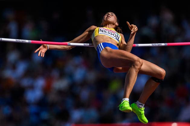 August 13, 2026: Engla Nilsson of Sweden competes in the women’s high jump qualifying round on Day 4 of the 2026 European Athletics Championships on August 13, 2026 in Birmingham. Photo by Mathias Bergeld, BILDBYRAN, code MB MT1068. track and field athletics friidrett friidrotts em em friidretts em 2026 European Athletics Championships 4 BBENG Sweden sverige high jump high jump height women’ser women  Copyright: MATHIASxBERGELD BB260813MB029