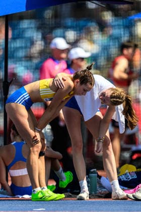 August 13, 2026: Engla Nilsson of Sweden and Ellen Ekholm of Sweden look dejected while competing in the women’s high jump qualifying round on Day 4 of the 2026 European Athletics Championships on August 13, 2026 in Birmingham. Photo by Mathias Bergeld, BILDBYRAN, code MB MT1068. track and field athletics friidrett friidrotts em em friidretts em 2026 European Athletics Championships 4 bbeng depp Sweden sverige high jump hoyde höjdhopp women  Copyright: MATHIASxBERGELD BB260813MB044
