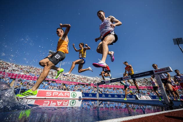 August 13, 2026: Simon Sundström of Sweden competes in the men’s 3,000-meter steeplechase qualifying round during Day 4 of the 2026 European Athletics Championships on August 13, 2026 in Birmingham. Photo by Maxim Thore. BILDBYRAN code MT MT1068 track and field athletics friidrett friidrotts em em friidretts em 2026 European Athletics Championships 4 BBENG Sweden  Copyright: MAXIMxTHORE BB260813MT012