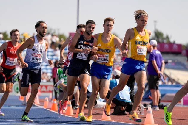 2026 European Outdoor Athletics Championships, Day 4, Birmingham, England, August 13, 2026: Jacob Boutera (NOR), Leo Magnusson and Vidar Johansson in the men’s 3,000-meter steeplechase heats at the 2026 European Athletics Championships at Alexander Stadium in Birmingham on Thursday. Photo: Beate Oma Dahle, NTB, Birmingham, England. EDITORIAL USE ONLY. RESTRICTED USE FOR BETTING COMPANIES.  Copyright: xBeatexOmaxDahlex xNTBx