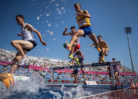 August 13, 2026: Vidar Johansson of Sweden competes in the men’s 3,000-meter steeplechase qualifying round during Day 4 of the 2026 European Athletics Championships on August 13, 2026 in Birmingham. Photo: Maxim Thora, BILDBYRAN, code MT MT1068. track and field, athletics, friidrett, friidrotts EM, 2026 European Athletics Championships, 4, BBENG, Sweden, Norway Copyright: MAXIMxTHORE BB260813MT015