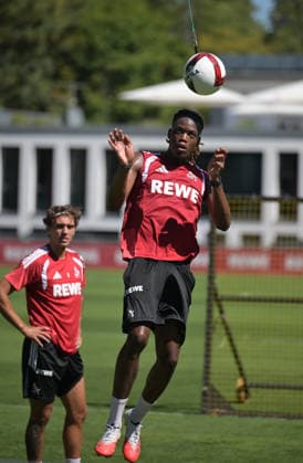 August 13, 2026, xophax, Soccer, Bundesliga 1, 1. FC Köln Training at Geissbockheim, Elias Bakatukanda, 1. FC Köln, Heading Drill, Kitzbühel