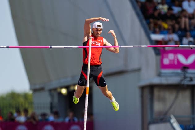 BIRMINGHAM, UNITED KINGDOM - AUGUST 13: Andrin Huber of Switzerland competes in the Men s Decathlon Pole Vault during the European Athletics Championships at Alexander Stadium on August 13, 2026 in Birmingham, United Kingdom. England United Kingdom Copyright: xBEAUTIFULxSPORTS TobiasxLacknerx