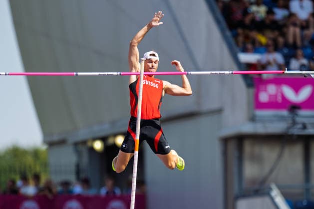 BIRMINGHAM, UNITED KINGDOM - AUGUST 13: Andrin Huber of Switzerland competes in the Men s Decathlon Pole Vault during the European Athletics Championships at Alexander Stadium on August 13, 2026 in Birmingham, United Kingdom. England United Kingdom Copyright: xBEAUTIFULxSPORTS TobiasxLacknerx