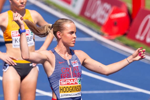 Keely Hodgkinson of Great Britain and Northern Ireland ahead Womens 800m semi final at the European Athletics Championships at Alexander Stadium in Birmingham, England Copyright: xSeanxWalshx Sportspressphoto_SPR205446