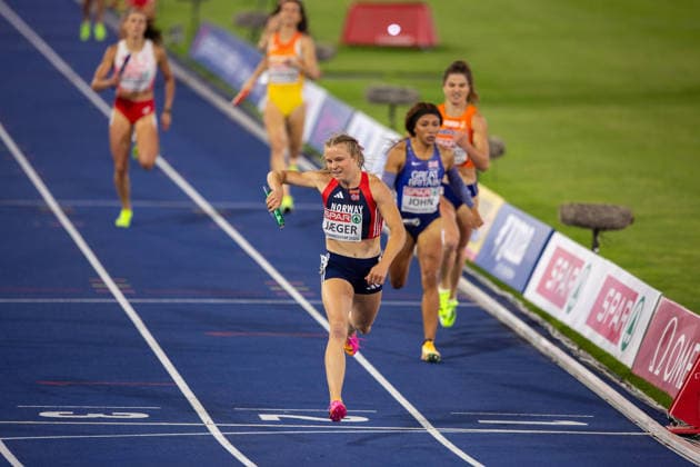 Norway wins the Mixed 4x400m relay at the European Athletics Championships at Alexander Stadium in Birmingham, England Copyright: xSeanxWalshx Sportspressphoto_SPR205549