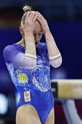 Sanne Wevers, NED, during the qualifying round after the balance beam at the 2026 European Championships in Zagreb on August 13, 2026