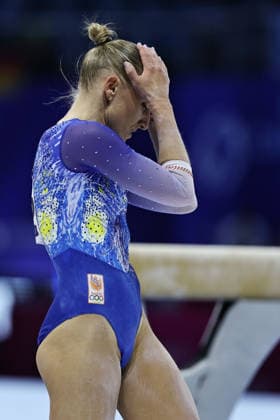 Sanne Wevers, NED, during the qualifying round after the balance beam at the 2026 European Championships in Zagreb on August 13, 2026