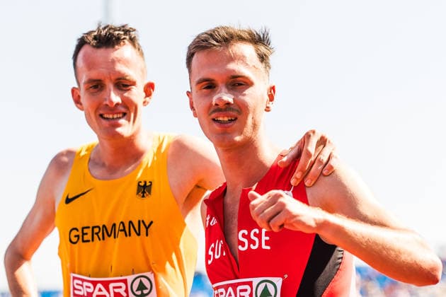 European Athletics Championships, Birmingham, August 13, 2026 BIRMINGHAM, UNITED KINGDOM AUGUST 13 Aarno Liebl of Switzerland and Niklas Buchholz of Germany after the first round of the 3,000-meter steeplechase on August 13, 2026, in Birmingham, United Kingdom Copyright: xBEAUTIFULxSPORTS UlfxSchillerx