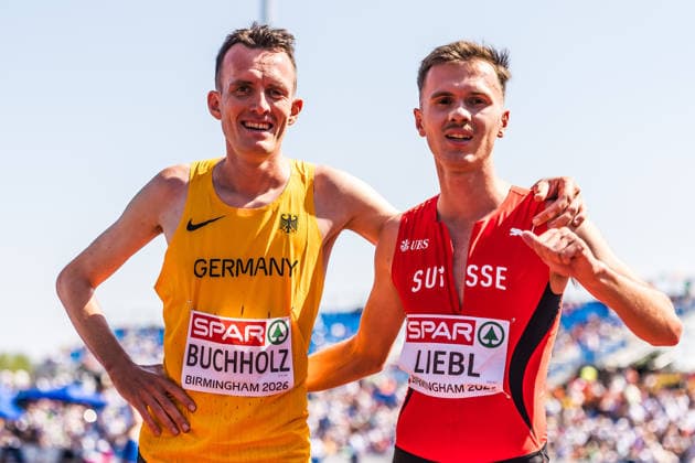 European Athletics Championships, Birmingham, August 13, 2026 BIRMINGHAM, UNITED KINGDOM AUGUST 13 Aarno Liebl of Switzerland and Niklas Buchholz of Germany after the first round of the 3,000-meter steeplechase on August 13, 2026, in Birmingham, United Kingdom Copyright: xBEAUTIFULxSPORTS UlfxSchillerx