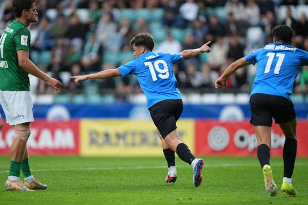 ESP Flora Tallinn vs. Inter Escaldes: Pablo Molina of Inter Escaldes scores a goal and celebrates during the UEFA Conference League Q3 match between Flora Tallinn and Inter Escaldes, played at A Le Coq Arena in Tallinn on August 13, 2026, in Estonia Soccer Copyright: xAgenciaxLOFx