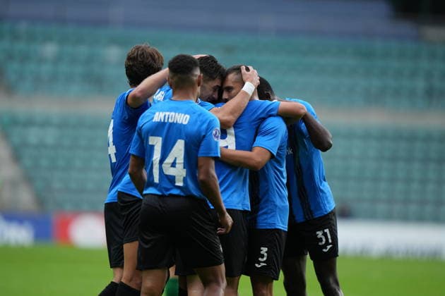 ESP Flora Tallinn vs. Inter Escaldes: Pablo Molina of Inter Escaldes scores a goal and celebrates during the UEFA Conference League Q3 match between Flora Tallinn and Inter Escaldes, played at A Le Coq Arena in Tallinn on August 13, 2026, in Estonia Soccer Copyright: xAgenciaxLOFx