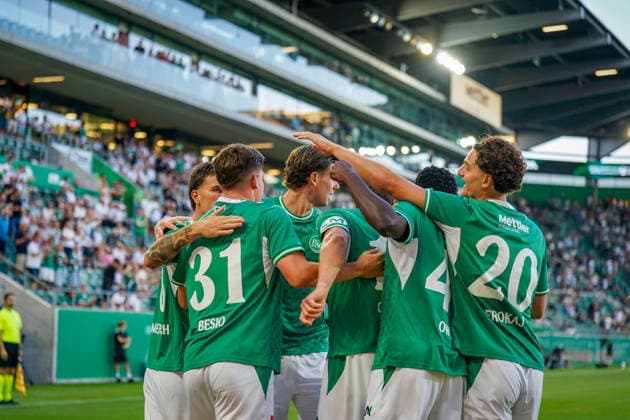 Soccer Switzerland UEFA Conference League 2026–27, Qualifying Round, Round 3, Second Leg, August 13, 2026, FC St. Gallen 1879 (Switzerland) vs. Sheriff Tiraspol (Republic of Moldova), Berit Sitter Stadium, St. Gallen, Goal and celebration of the 1–0 score by Diego Besio (St. Gallen), 31, Joy, Emotions, Cheering Copyright: xJOERANxSTEINSIEKx