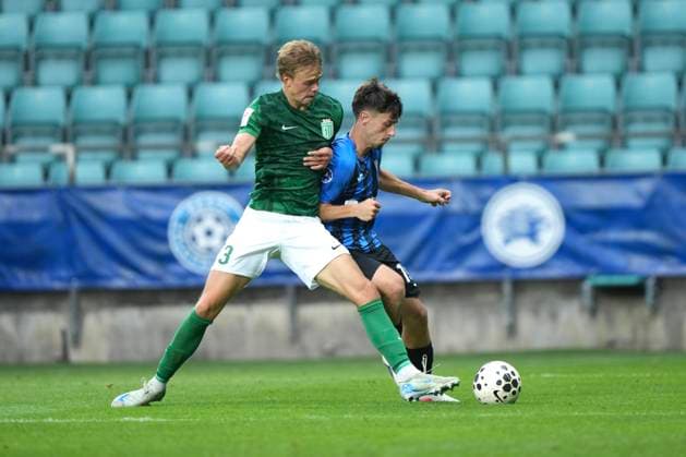 ESP Flora Tallinn vs. Inter Escaldes: Domi Berlanga of Inter and Airon Kollo of Flora during the UEFA Conference League Q3 match between Flora Tallinn and Inter Escaldes, played at A Le Coq Arena in Tallinn on August 13, 2026, in Estonia Copyright: xAgenciaxLOFx