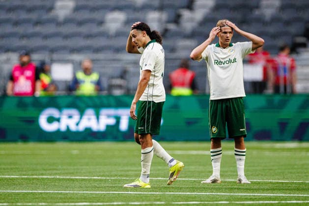 August 13, 2026: Amin Boudri of Hammarby receives a red card during the UEFA Conference League qualifying soccer match between Hammarby and Rakow on August 13, 2026 in Stockholm. Photo by Kenta Jönsson, BILDBYRAN COP 210 KJ0361 soccer football fotball UEFA Conference League Conference League Hammarby Rakow bbeng  Copyright: KENTAxJÖNSSON BB260813KJ038