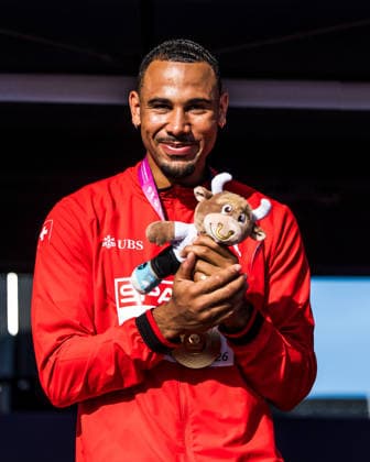European Athletics Championships, Birmingham, August 13, 2026 BIRMINGHAM, UNITED KINGDOM, AUGUST 13—Jason Joseph of Switzerland, holding the gold medal for the 110-meter hurdles, at the medal ceremony during the European Athletics Championships in Birmingham on August 13, 2026, in Birmingham, United Kingdom Copyright: xBEAUTIFULxSPORTS UlfxSchillerx