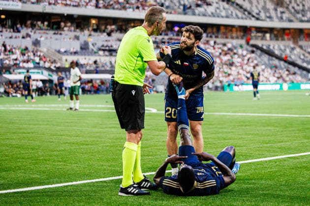 August 13, 2026: Debohi Dieudonne Gaucho of Rakow ahead of the UEFA Conference League qualifying soccer match between Hammarby and Rakow on August 13, 2026 in Stockholm. Photo by Kenta Jönsson, BILDBYRAN COP 210 KJ0361. soccer, football, UEFA Conference League, Hammarby, Rakow, bbeng  Copyright: KENTAxJÖNSSON BB260813KJ069