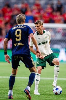 August 13, 2026: Frederik Winther of Hammarby during the UEFA Conference League qualifying soccer match between Hammarby and Rakow on August 13, 2026 in Stockholm. Photo by Kenta Jönsson, BILDBYRAN COP 210 KJ0361. soccer, football, UEFA Conference League, Hammarby, Rakow, bbeng  Copyright: KENTAxJÖNSSON BB260813KJ070