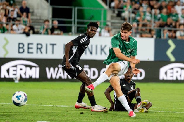 Soccer, UEFA Conference League Qualifying Round: FC St. Gallen 1879 vs. FC Sheriff Tiraspol, Thursday, August 13, 2026, Berit Sitter Stadium, St. Gallen, Switzerland. Celebrations after Diego Besio’s goal in the 31st minute, FC St. Gallen leads 4–1 for FC St. Gallen 1879 Copyright: xValentinxDomgjonix