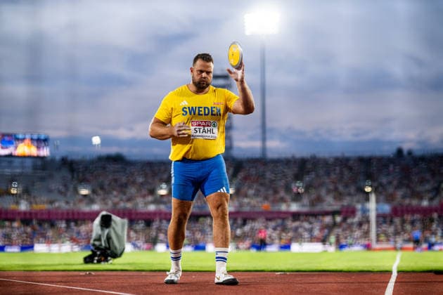 August 13, 2026: Daniel Stahl of Sweden competing in the men s discus throw final on Day 4 of the 2026 European Athletics Championships in Birmingham  Copyright: MAXIMxTHORE BB260813MT056