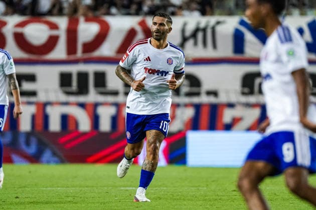 Soccer Croatia UEFA Conference League Qualifiers 2026–2027, Round 3, August 13, 2026: HNK Hajduk Split (Croatia) vs. FK Žalgiris Vilnius (Lithuania) at Poljud Stadium, Split, Croatia; Marko Livaja, Hajduk Split Copyright: xLUKAxKOLANOVICx