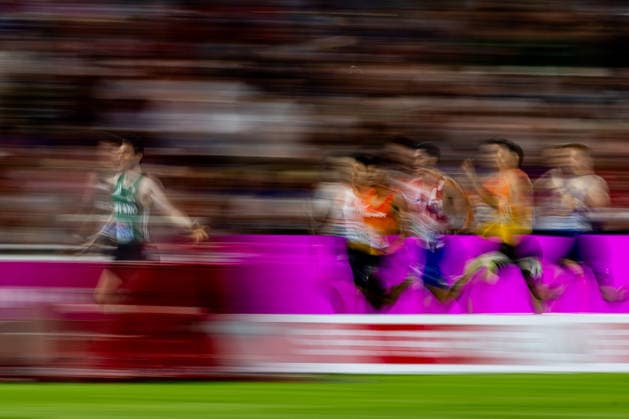 August 13, 2026: Mark English of Ireland celebrates as he crosses the finish line in the men’s 800-meter race on Day 4 of the 2026 European Athletics Championships on August 13, 2026 in Birmingham. Photo by Mathias Bergeld. BILDBYRAN code MB MT1068. track and field, athletics, friidrett, friidrotts EM, 2026 European Athletics Championships, 4 BBENG  Copyright: MATHIASxBERGELD BB260813MB151