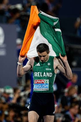 August 13, 2026: Mark English of Ireland celebrates after the men’s 800-meter race on Day 4 of the 2026 European Athletics Championships on August 13, 2026 in Birmingham. Photo by Mathias Bergeld. BILDBYRAN code MB MT1068. track and field, athletics, friidrett, friidrotts EM, 2026 European Athletics Championships, 4 BBENG  Copyright: MATHIASxBERGELD BB260813MB153