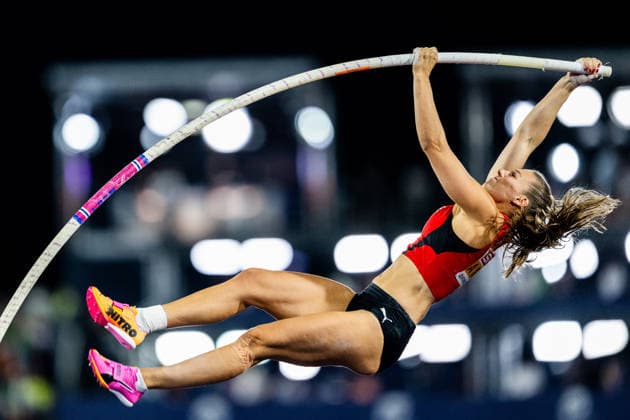 August 13, 2026: Angelica Moser of Switzerland competes in the women’s pole vault final on Day 4 of the 2026 European Athletics Championships on August 13, 2026 in Birmingham. Photo by Mathias Bergeld. BILDBYRAN code MB MT1068. track and field, athletics, friidrett, friidrotts EM, 2026 European Athletics Championships, 4 BBENG  Copyright: MATHIASxBERGELD BB260813MB168