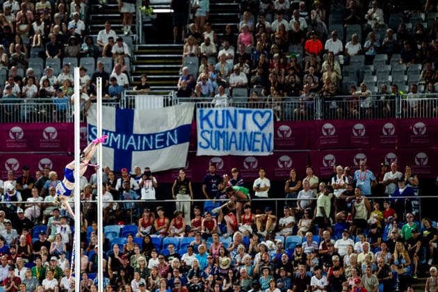 August 13, 2026: Wilma Heltelä of Finland competes in the women’s pole vault final on Day 4 of the 2026 European Athletics Championships on August 13, 2026 in Birmingham. Photo by Mathias Bergeld. BILDBYRAN code MB MT1068. track and field athletics friidrett friidrotts em em friidretts em 2026 European Athletics Championships 4 bbeng  Copyright: MATHIASxBERGELD BB260813MB170