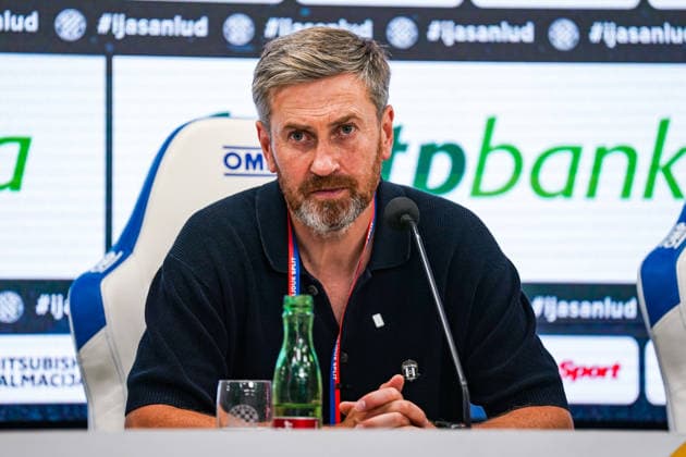 Soccer Croatia UEFA Conference League Qualifiers 2026–2027, Round 3, August 13, 2026, HNK Hajduk Split (Croatia) vs. FK Zalgiris Vilnius (Lithuania), Poljud Stadium, Split, Croatia; Press conference with FK Zalgiris coach Andrius Skerla Copyright: xLUKAxKOLANOVICx