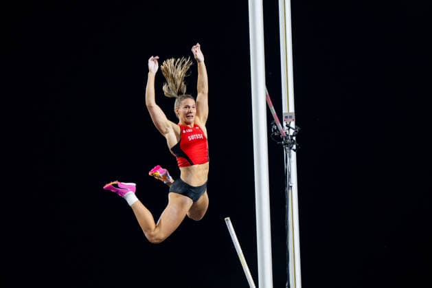 August 13, 2026, GBR, Track and Field, 2026 European Championships, Evening Session, Day 4, Birmingham: Angelica Moser of Switzerland celebrates her winning jump and gold medal, Women’s Pole Vault, Final, Alexander Stadium, Birmingham, England, United Kingdom Copyright: xNordphoto Memmlerx