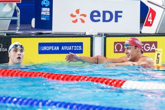 European Aquatics Championships Swimming Day 4 Kristof Milak, Noe Ponti during European Aquatics Championships Swimming Day 4 in Paris, France, on August 13, 2026 Paris France  Copyright: xFotoxOlimpikx originalFilename:jastrzebowski-european260813_npFTG