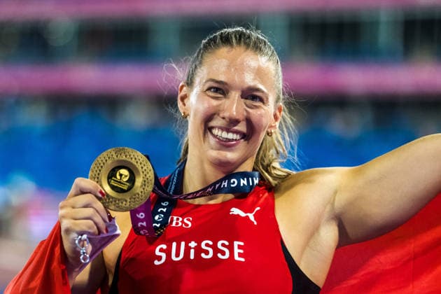 European Athletics Championships, Birmingham, August 13, 2026 BIRMINGHAM, UNITED KINGDOM AUGUST 13 Angelica Moser of Switzerland celebrates with her gold medal after winning the pole vault final at the European Athletics Championships in Birmingham on August 13, 2026, in Birmingham, United Kingdom Copyright: xBEAUTIFULxSPORTS UlfxSchillerx